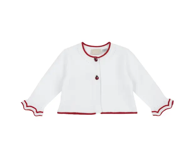 Cardigan copii Chicco tricotat, Alb Cu Rosu, 05794-66MFCO