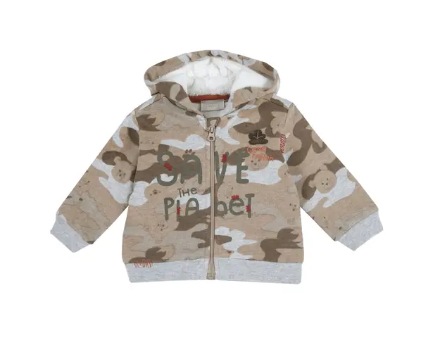 Cardigan copii Chicco, gluga, bej cu model, 96142