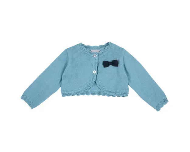Cardigan copii Chicco, turcoaz cu danteluta tricotata, 96944 