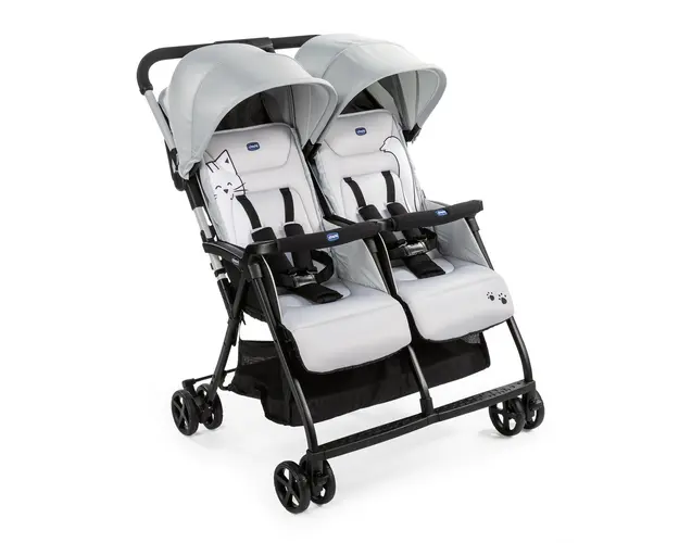 Carucior gemeni Chicco Ohlala, Silver Cat (Gri), 0luni+