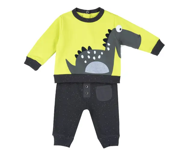 Costum bebe Chicco, tricou si pantaloni, gri inchis, 00739-63MFCO