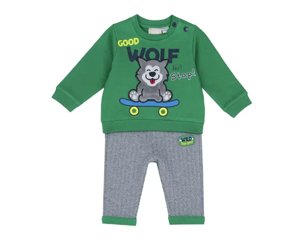 Costum bebe Chicco, tricou si pantaloni, verde, 00740-63MFCO