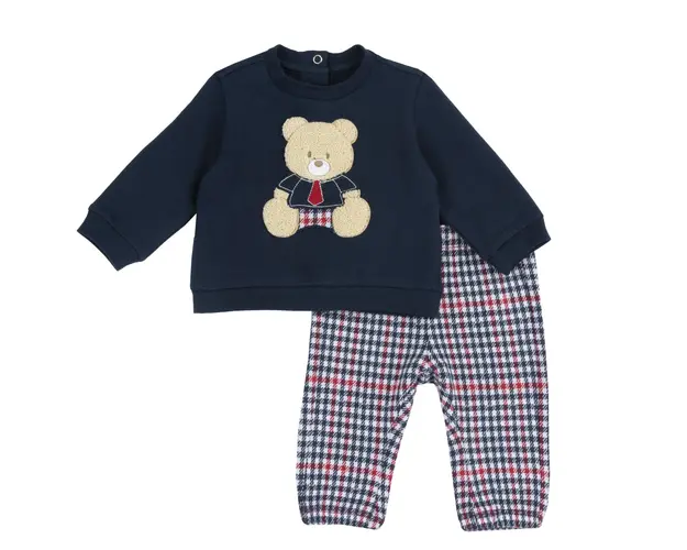 Costum bluza si pantaloni copii Chicco, alb cu rosu, 75928-67MFCO