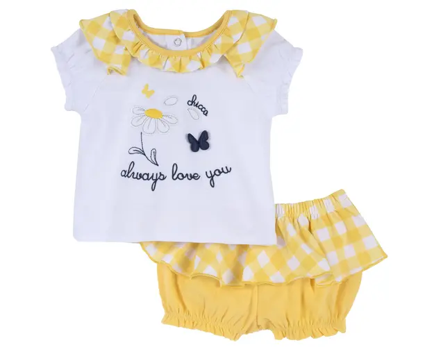 Costum copii Chicco, rochie si chilotei, Galben, 75608-64MFCI