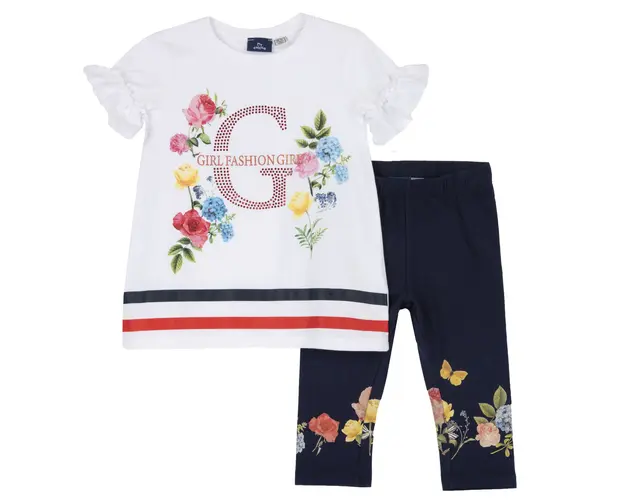 Costum copii Chicco, tricou si colanti, Alb, 00794-64MC