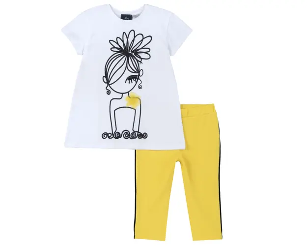 Costum copii Chicco, tricou si colanti, Alb, 73786-64MC