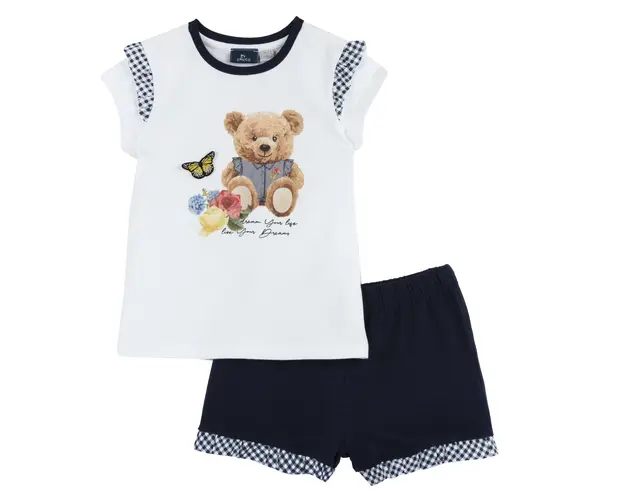 Costum copii Chicco, tricou si pantaloni, Alb, 00795-64MC