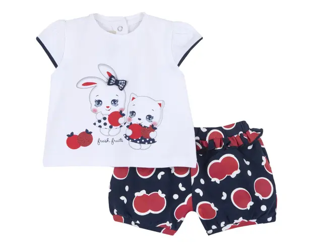 Costum copii Chicco, tricou si pantaloni, alb 2, 75577-64MFCO