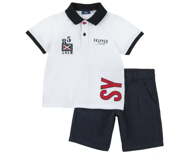 Costum copii Chicco, tricou si pantaloni, alb 2, 75567-64MC