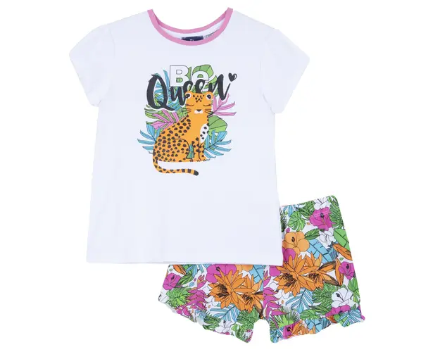 Costum copii Chicco, tricou si pantaloni, Alb, 73797-64MC