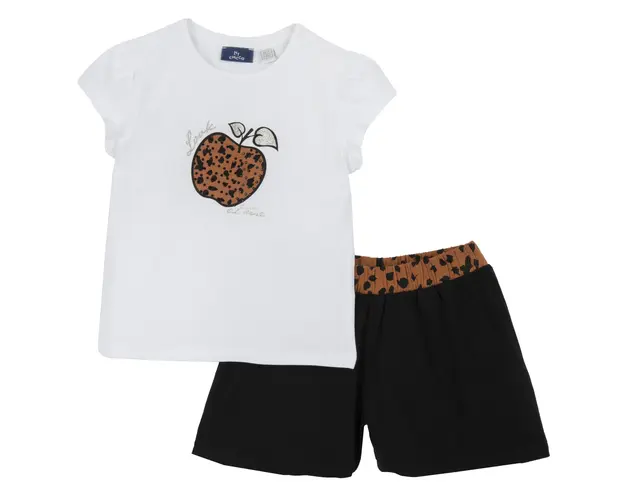 Costum copii Chicco, tricou si pantaloni, Alb, 73765-64MC