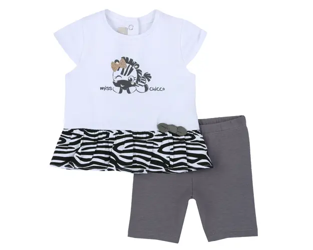 Costum copii Chicco, tricou si pantaloni, Alb, 75609-64MFCO