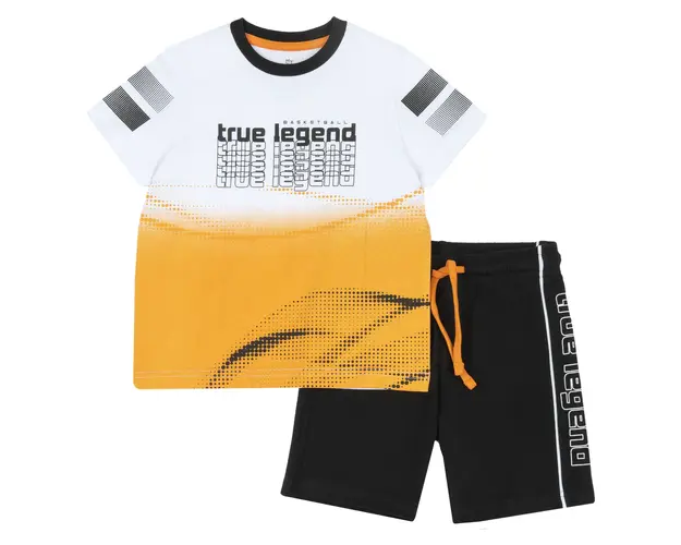 Costum copii Chicco tricou si pantaloni, alb cu model, 75879-66MC