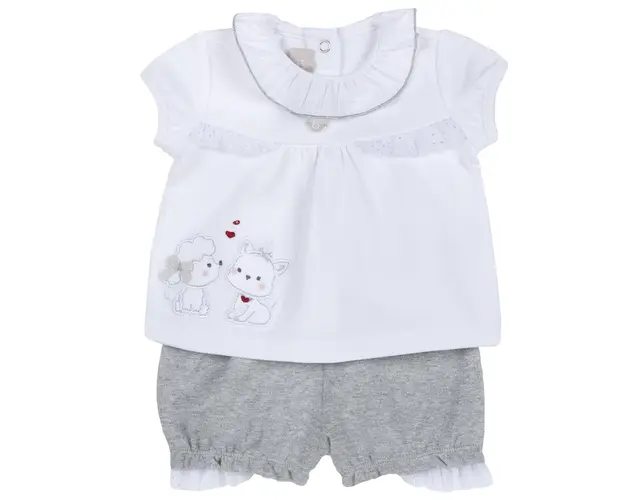 Costum copii Chicco, tricou si pantaloni, gri, 77699