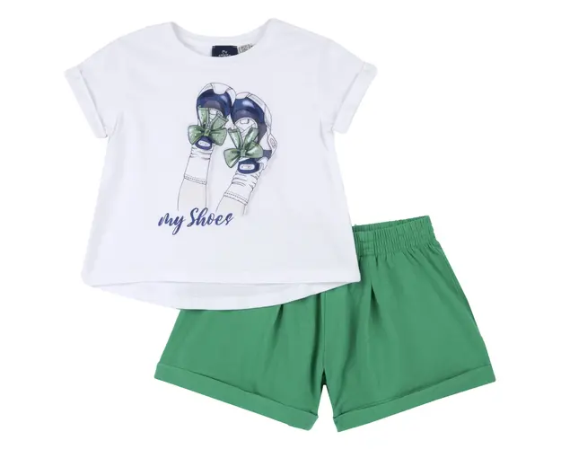 Costum copii Chicco, tricou si pantaloni, Verde, 00797-64MC