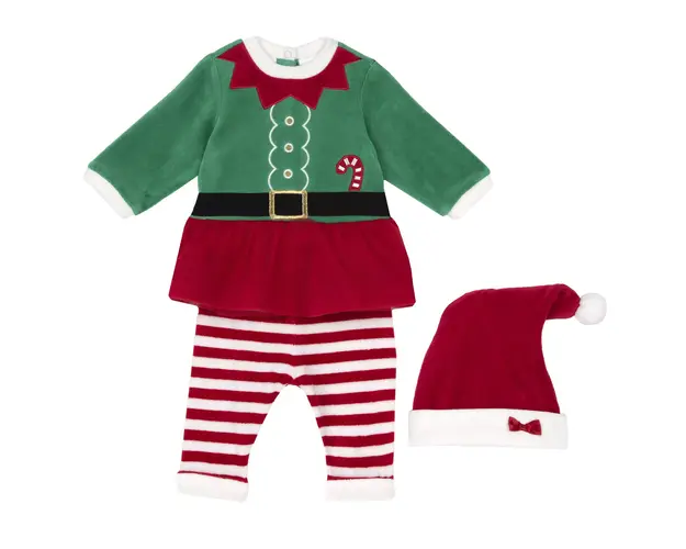 Costum elf copii Chicco, rochie, colanti si cacila velur, Rosu, 00785-65MFCI