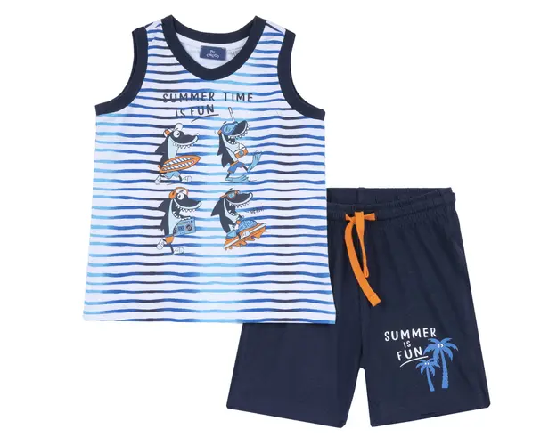Costumas baie copii Chicco, maieu si pantaloni, albastru inchis, 75845-66MC