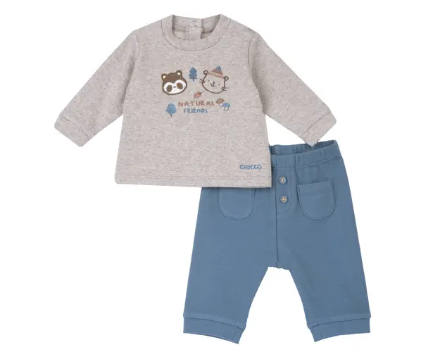 Costumas copii Chicco, bluza si pantaloni, bej cu model, 75920-67MFCI