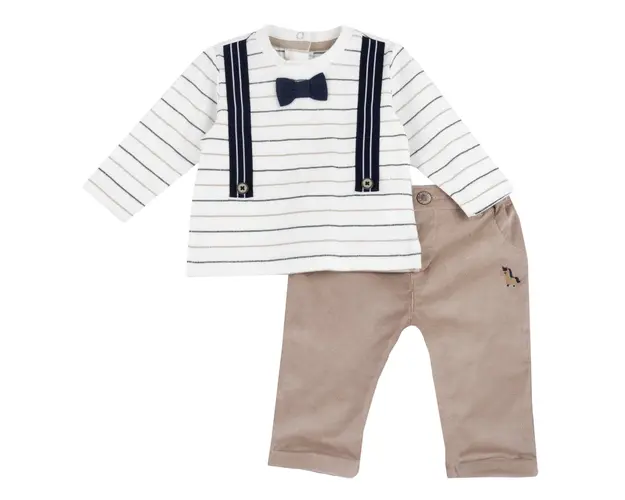 Costumas copii Chicco, bluza si pantaloni, bej cu model, 75980-67MFCO