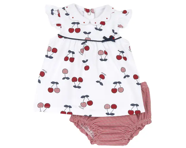 Costumas rochie si chiloti Chicco, Alb Cu Rosu, 75841-66MFCI