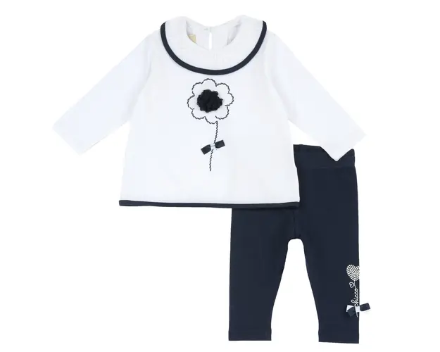 Costumas tricou si colanti Chicco, Alb Cu Bleumarin, 75775-66MFCO