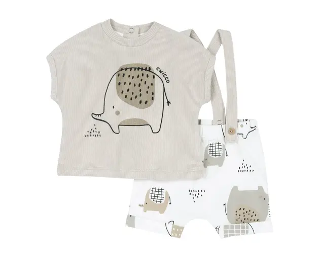 Costumas tricou si pantaloni Chicco, Alb, 75859-66MFCI