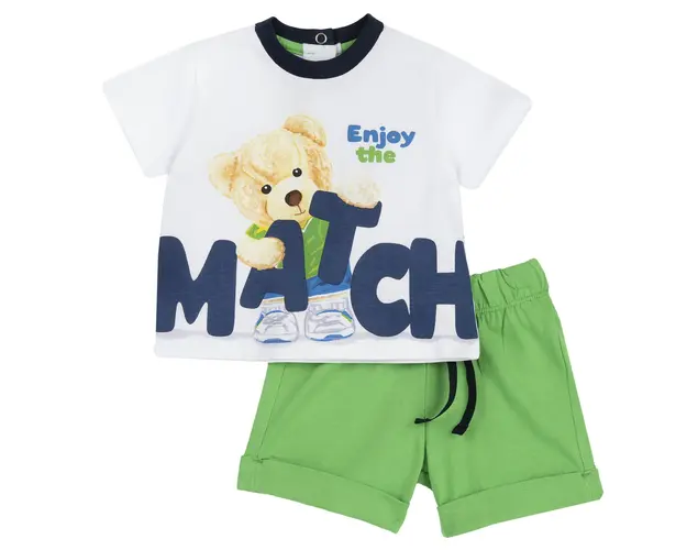 Costumas tricou si pantaloni Chicco, Alb Cu Albastru, 75799-66MFCO