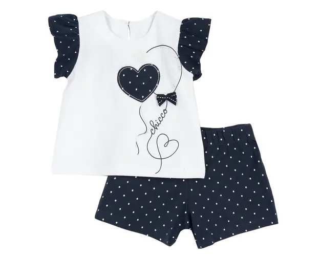 Costumas tricou si pantaloni Chicco, Alb Cu Bleumarin, 75776-66MFCO