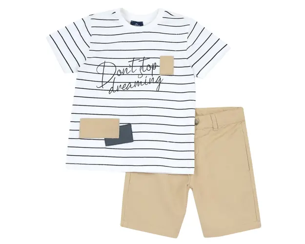 Costumas tricou si pantaloni Chicco, Bej Cu Model, 75785-66MC