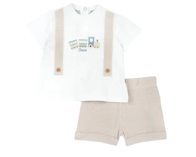 Costumas tricou si pantaloni Chicco, Bej Cu Model, 75814-66MFCI