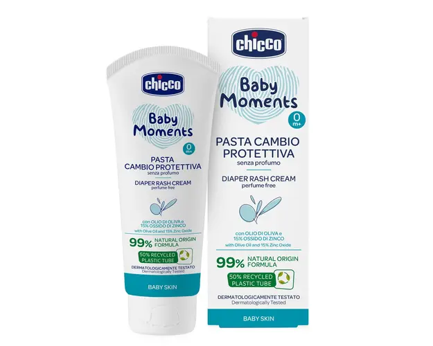 Crema reparatoare Chicco Baby Moments impotriva iritatiilor de la scutec, panthenol si oxid de zinc 15%, 0luni+