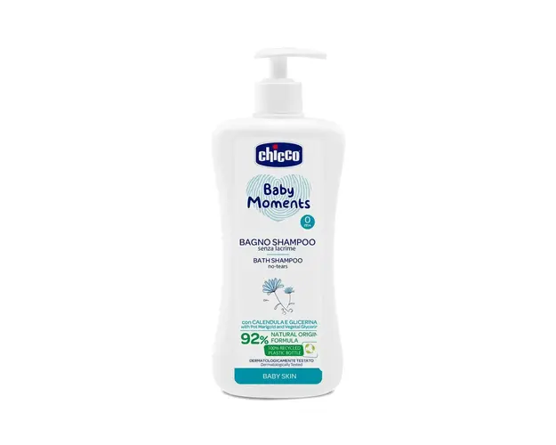 Gel de dus si sampon 2 in 1 fara lacrimi Chicco Baby Moments Baby Skin, 750ml, 0 luni+