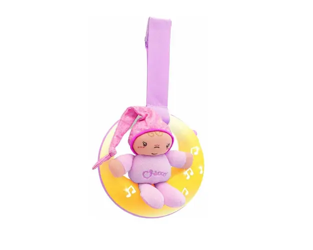 Jucarie Chicco pentru patut de lemn, Noapte buna, luna!, roz, 0luni+