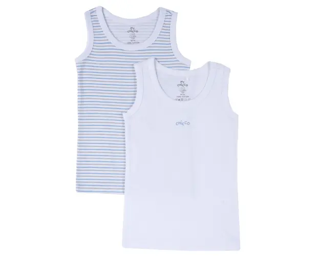Maieu baieti Chicco, set 2 buc, alb cu bleu, 11495
