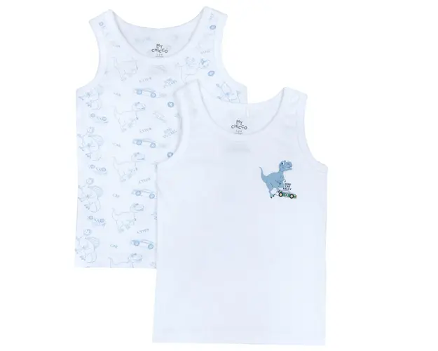 Maieu copii Chicco jerse, set 2 bucati, alb cu model, 11573