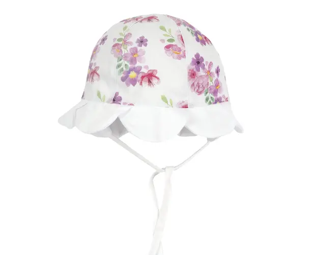 Palarie copii Chicco din poplin, Alb Cu Roz, 16369-66MFCO