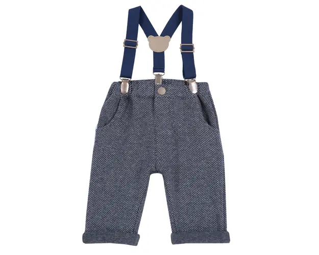 Pantaloni lungi copii Chicco cu bretele, albastru inchis, 08932-65MFCO