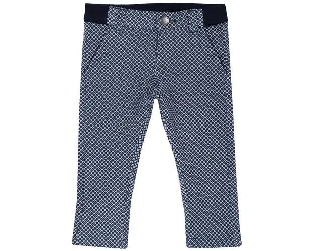 Pantalon lung copii stretch, alb cu bleumarin, 08139