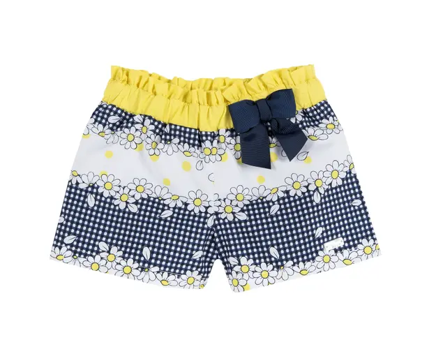 Pantaloni scurti bebelusi, alb cu bleumarin, 52939