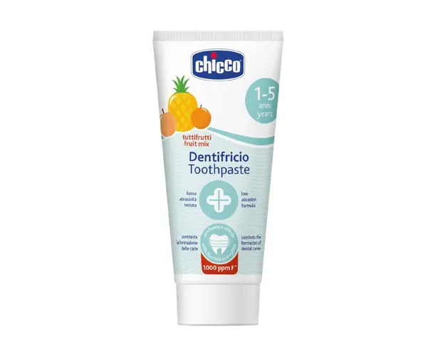 Pasta dinti pentru copii Chicco, fluor cu aroma de multi-fructe, 1-5 ani+