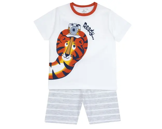 Pijama copii Chicco, alb cu model, 35400