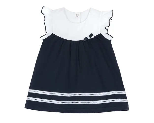 Rochie copii Chicco, Alb Cu Bleumarin, 05556-66MFCO