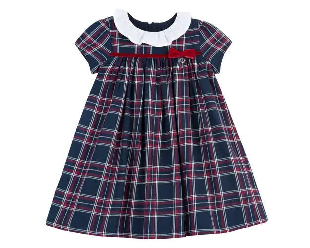 Rochie copii Chicco, alb cu bleumarin, 07658-67MC