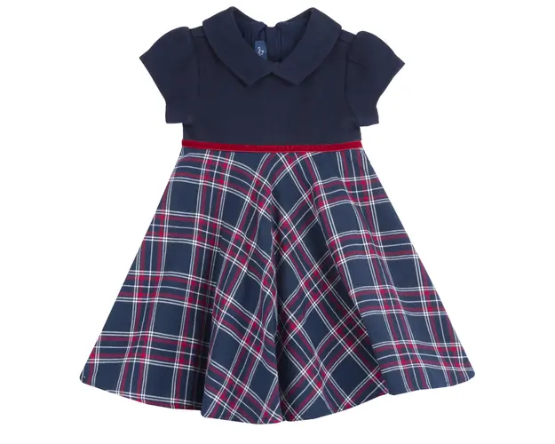 Rochie copii Chicco, alb cu bleumarin, 07659-67MC