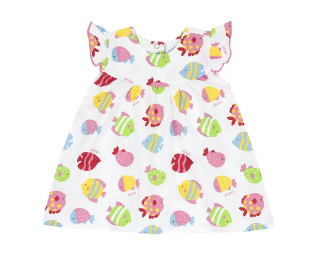 Rochie copii Chicco, alb cu model, 05904-66MFCO