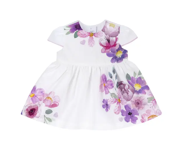 Rochie copii Chicco din poplin, Alb Cu Roz, 05415-66MFCO