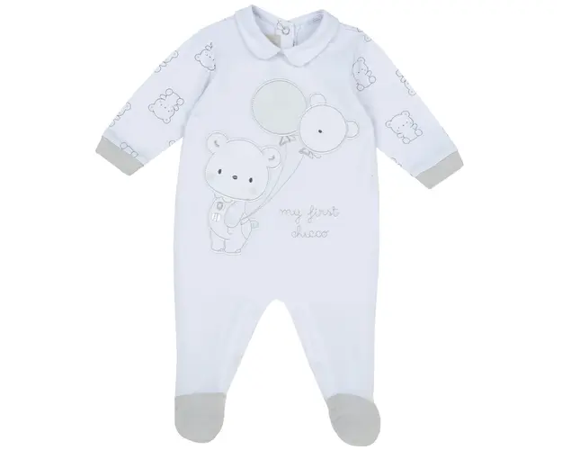 Salopeta bebe Chicco, alb cu model, 02283