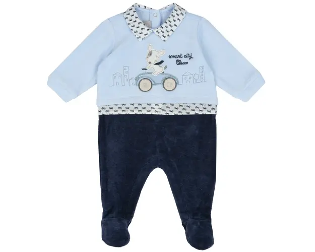 Salopeta bebe Chicco din velur, bleu, 02340-63MFCI