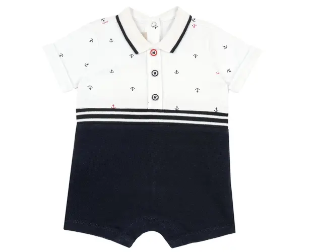 Salopeta bebe Chicco, pantaloni scurti, Alb Cu Bleumarin, 51321-66MFCI