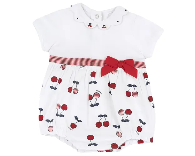 Salopeta bebe Chicco, pantaloni scurti, Alb Cu Rosu, 50994-66MFCI